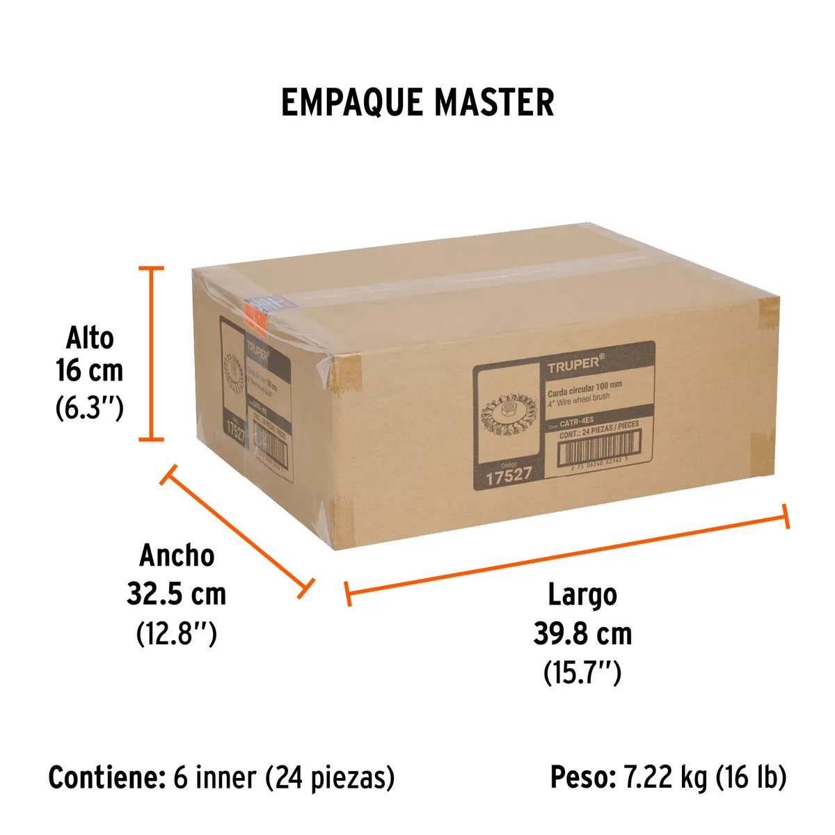Carda Circular 4" Alambre Trenzado Eje 5/8"-11 Truper - 17527
