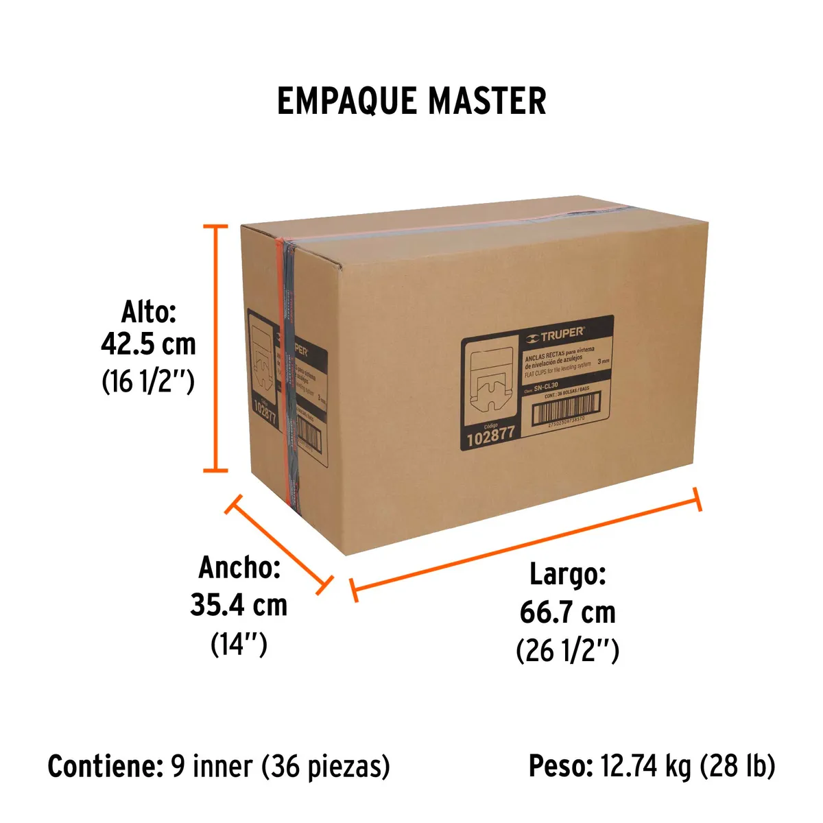 Bolsa con 100 Anclas para Nivelación 3 mm Truper - 102877