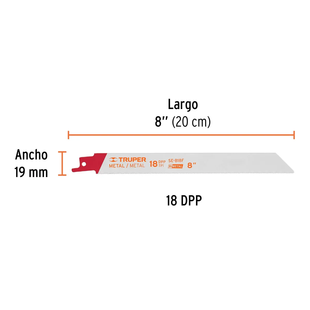 2 Seguetas para Sierra Sable 8" 18 DPP para Metal Truper - 10798