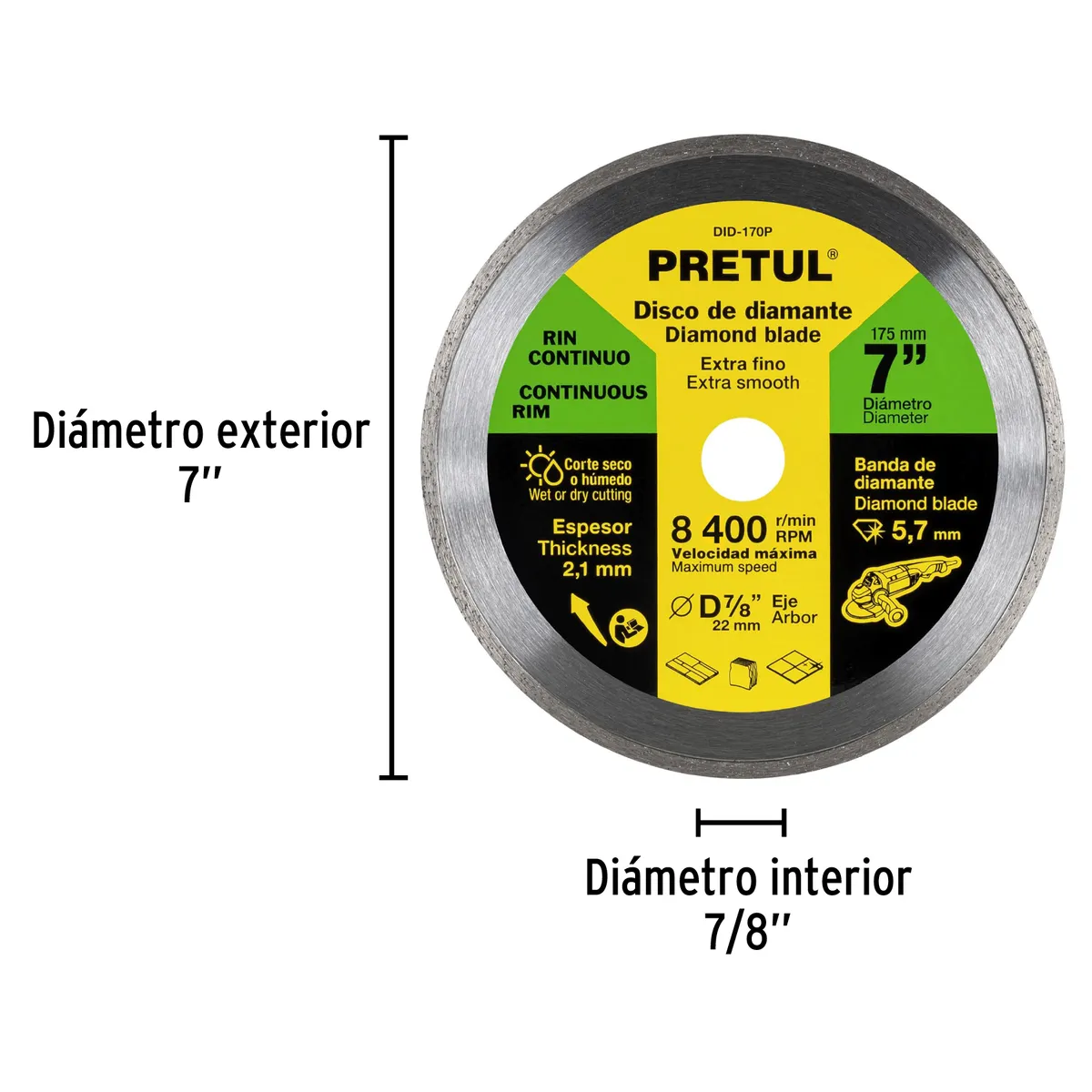 Disco de Diamante 7" Rin Continuo DID-170P Truper - 21000