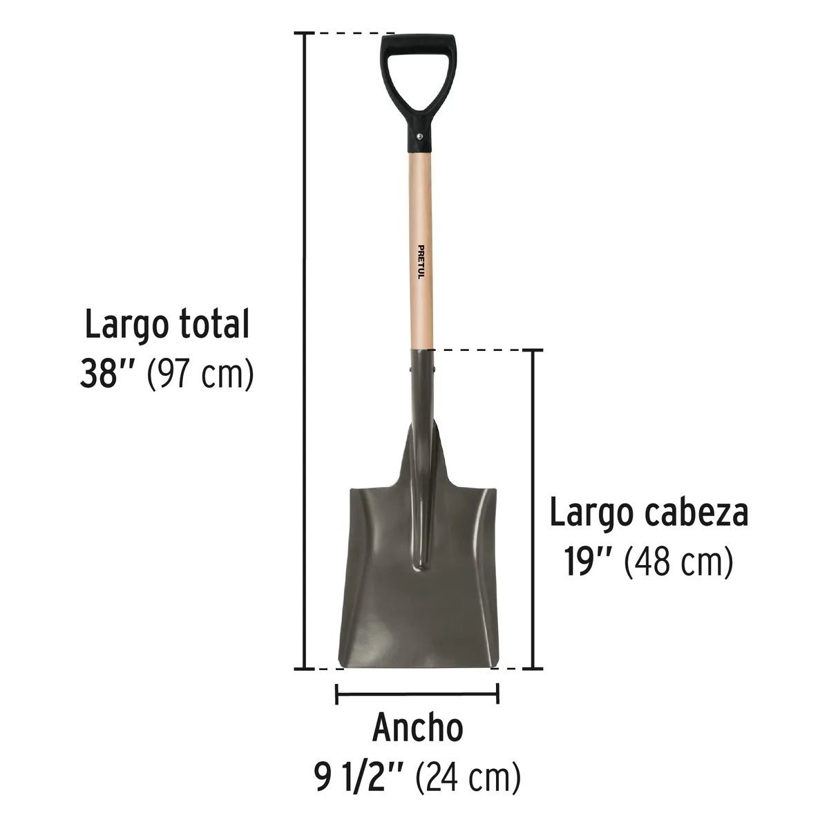 Pala Cuadrada con Puño Pretul PCD-X - 22511