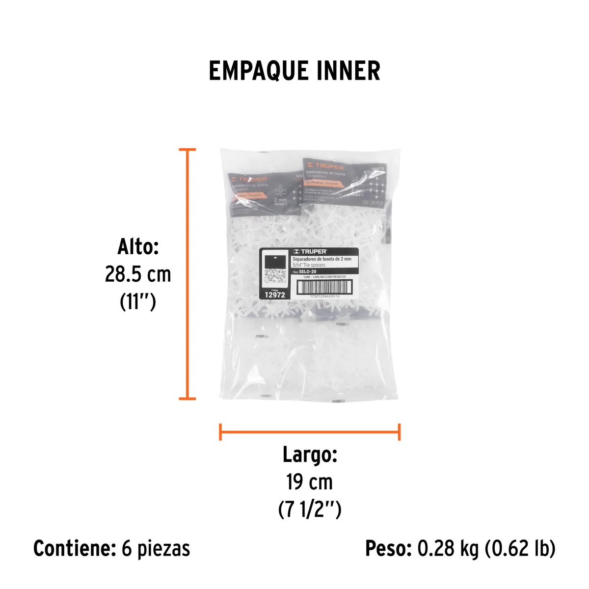 Bolsa con 200 Separadores de Loseta 2 mm Truper - 12972