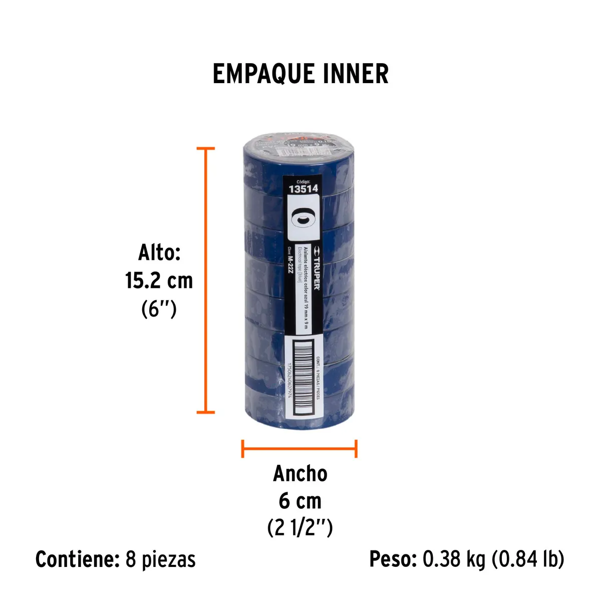 Cinta de Aislar 9 m x 19 mm Azul Truper - 13514