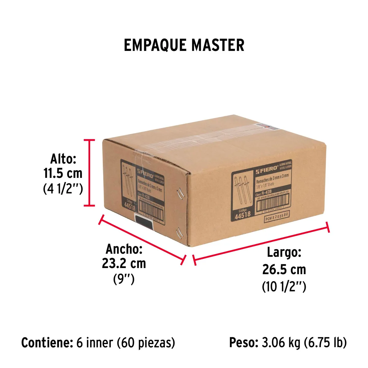 Bolsa con 50 Remaches 1/8" x 1/8" Ala 1/4" Truper - 44518