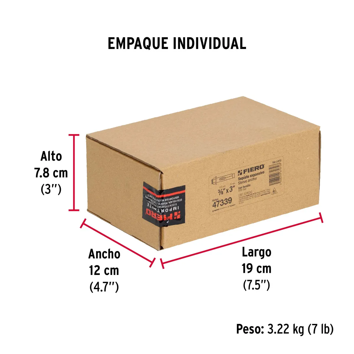 Taquete Expansivo 3/8" con Tornillo TAE-3/8TG Truper - 47339