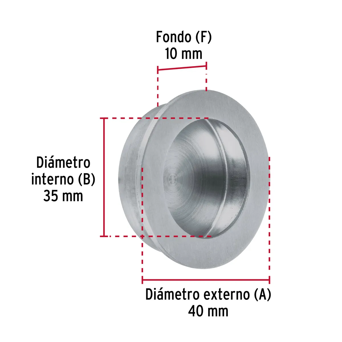 Jaladera de Embutir Circular JALED-33 Truper - 48998