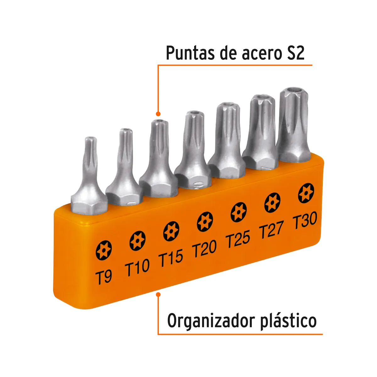 Juego de 7 Puntas Torx Combinadas con Seguro Largas Truper - 17797