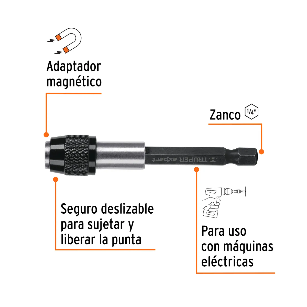 Extensión Magnética para Puntas de Cambio Rápido 5" Truper - 101964
