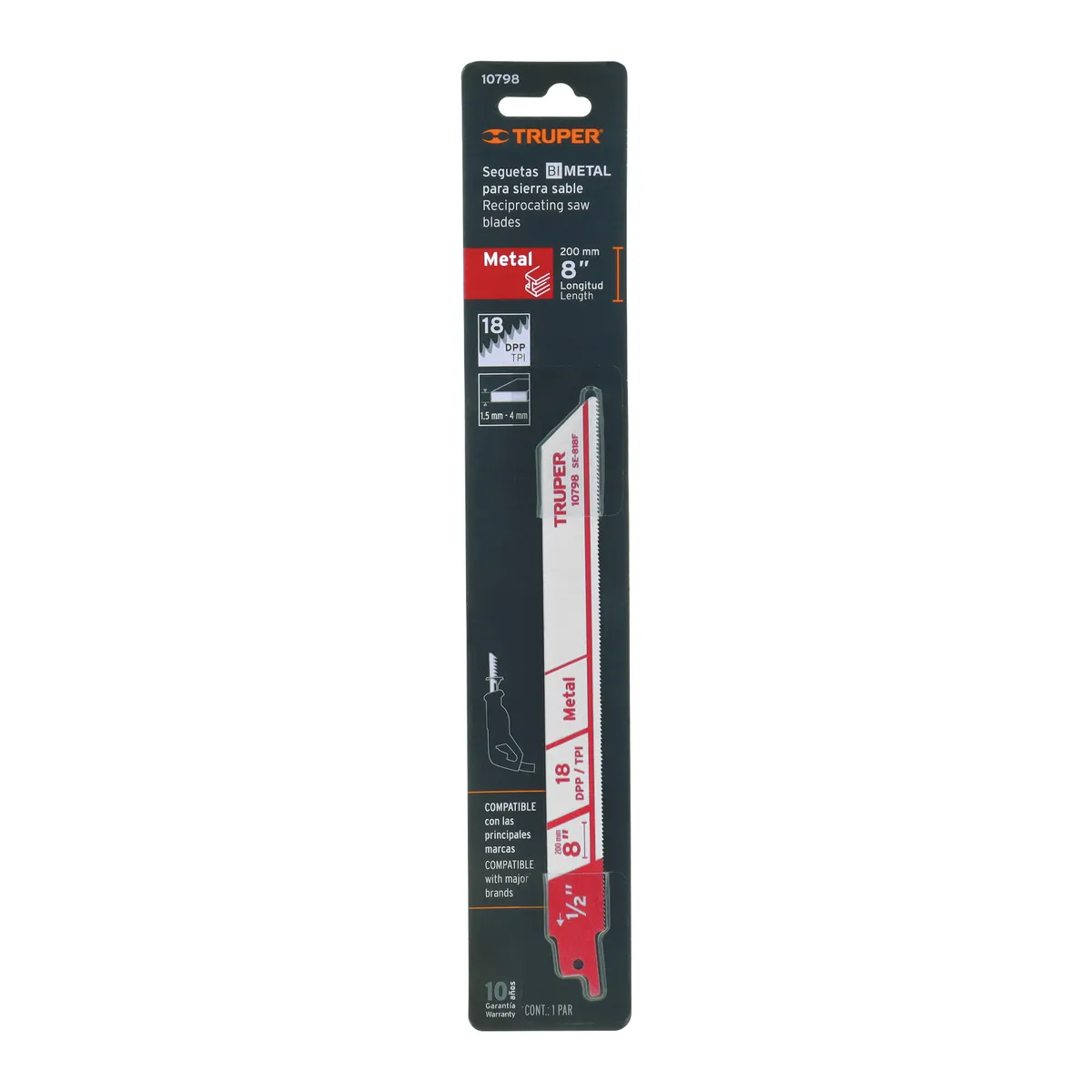 2 Seguetas para Sierra Sable 8" 18 DPP para Metal Truper - 10798