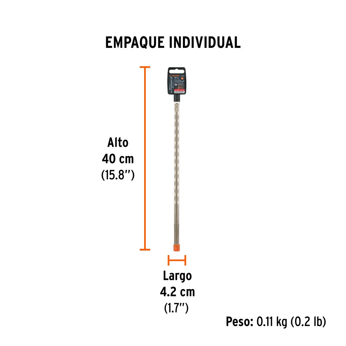 Broca SDS Plus 3/8" x 12" Truper - 11275