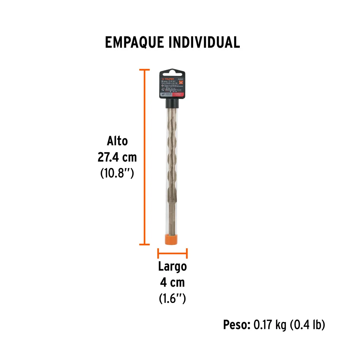 Broca SDS Plus 5/8" x 8" Truper - 11284