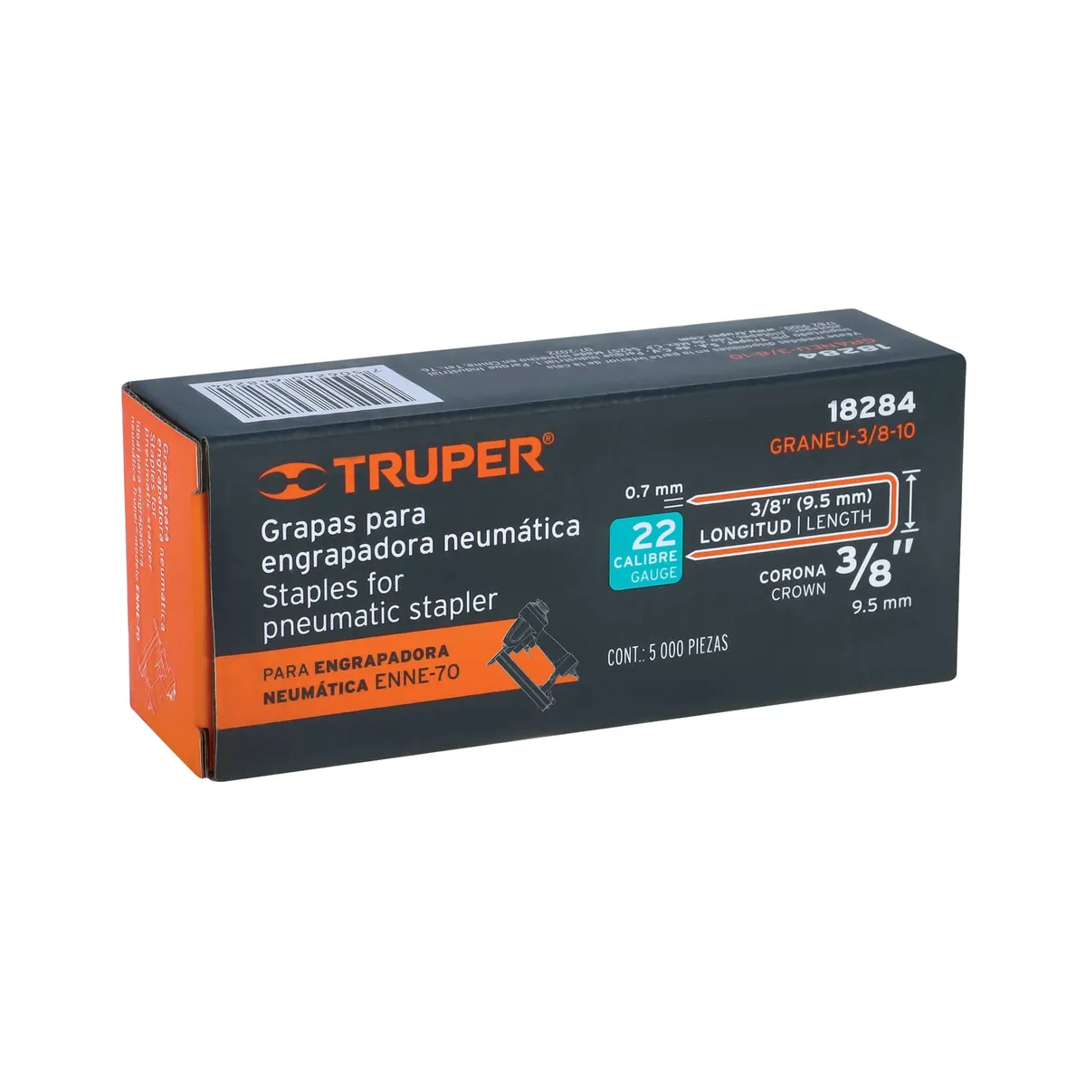 Caja con 5000 Grapas Corona 3/8" Calibre 22 de 10 mm Truper - 18284