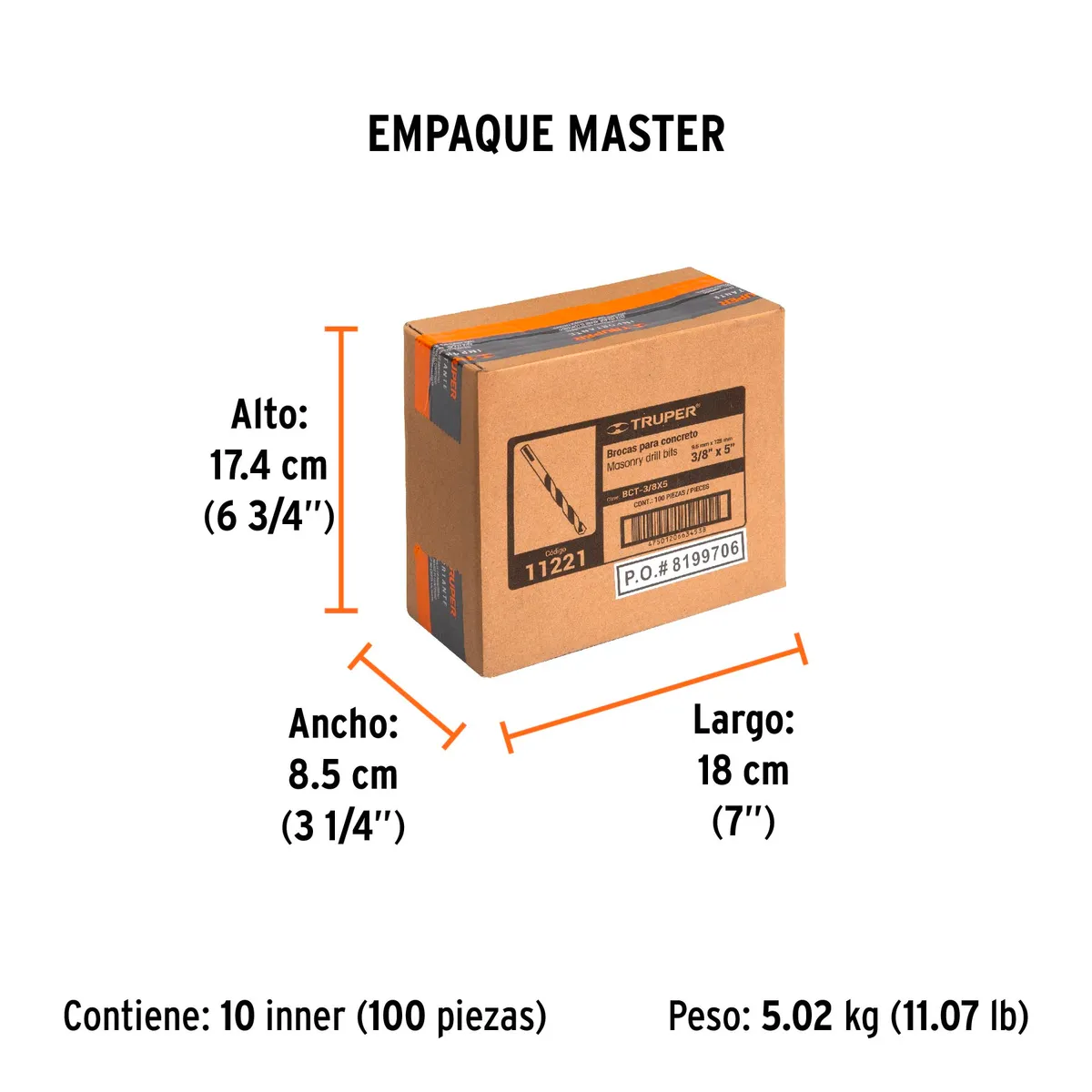 Broca para Concreto 3/8" x 5" Truper - 11221
