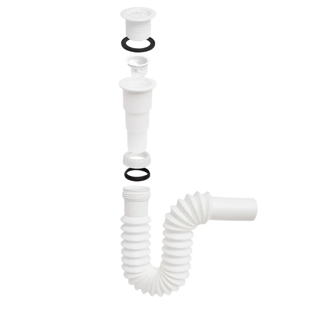Céspol para Fregadero con Rejilla Blanco 55 cm y Check Antiolor Fleximatic - 2233