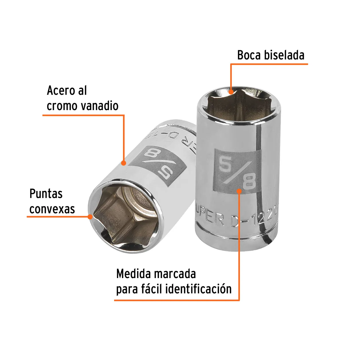 Dado de 5/8" 6 Puntas Cuadro 1/2" Truper - 13234