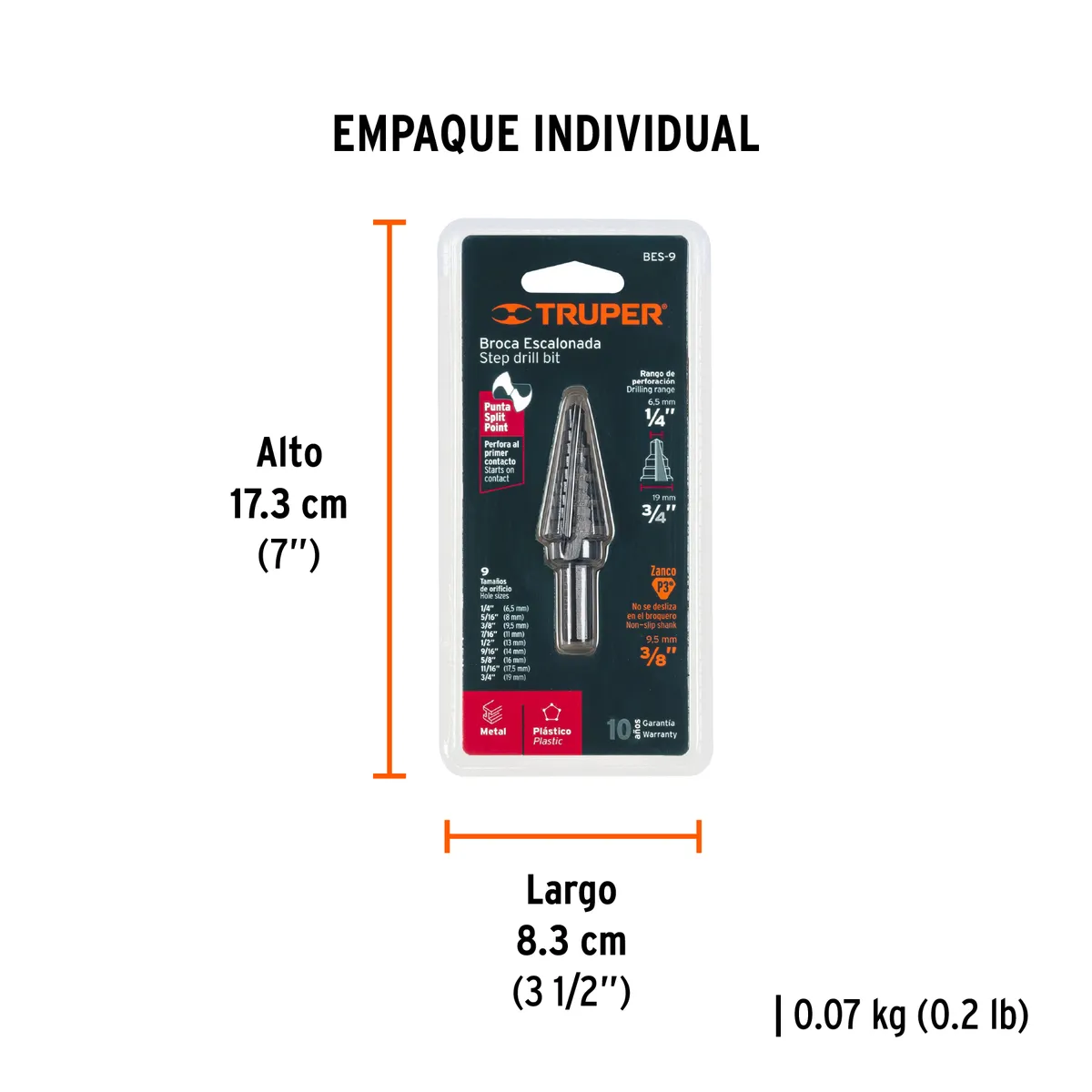 Broca Escalonada 9 Escalones Truper - 12123