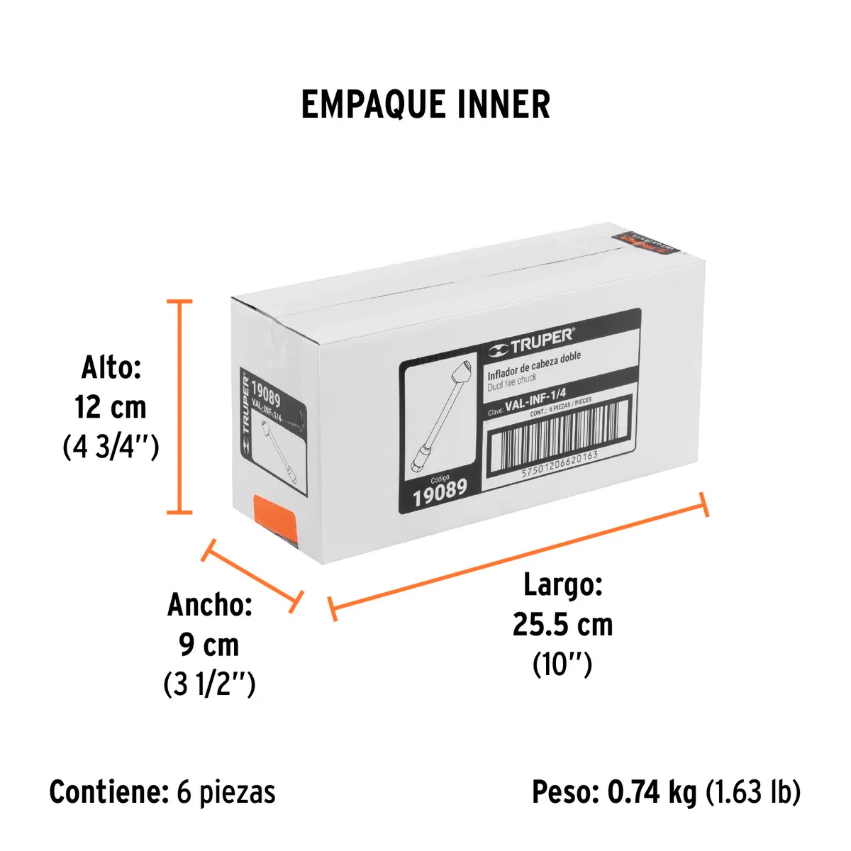 Inflador de Cabeza Doble Cuerda 1/4" Truper - 19089