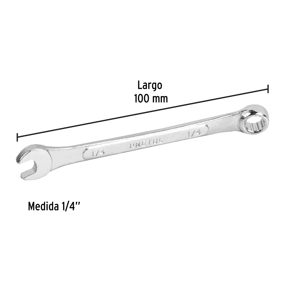 Llave Combinada 1/4" x 100 mm de Largo Pretul - 21880
