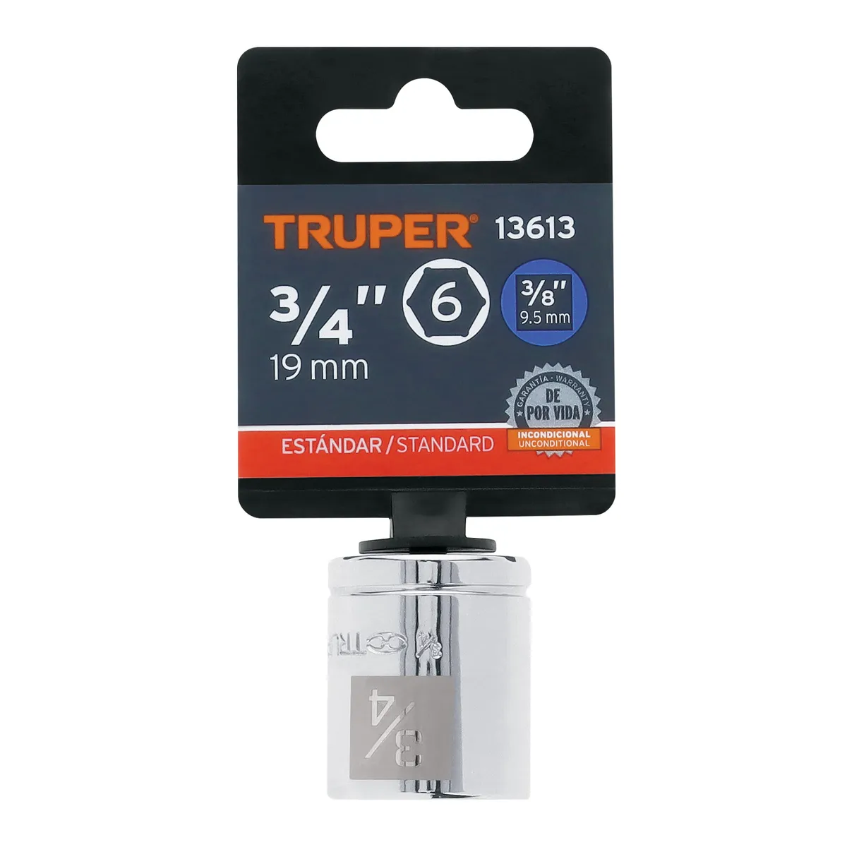 Dado de 3/4" 6 Puntas Cuadro 3/8" Truper - 13613