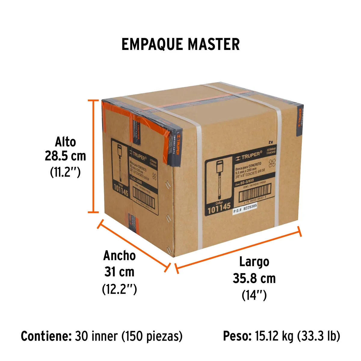 Broca SDS Plus 3/8" x 8" Truper - 101145