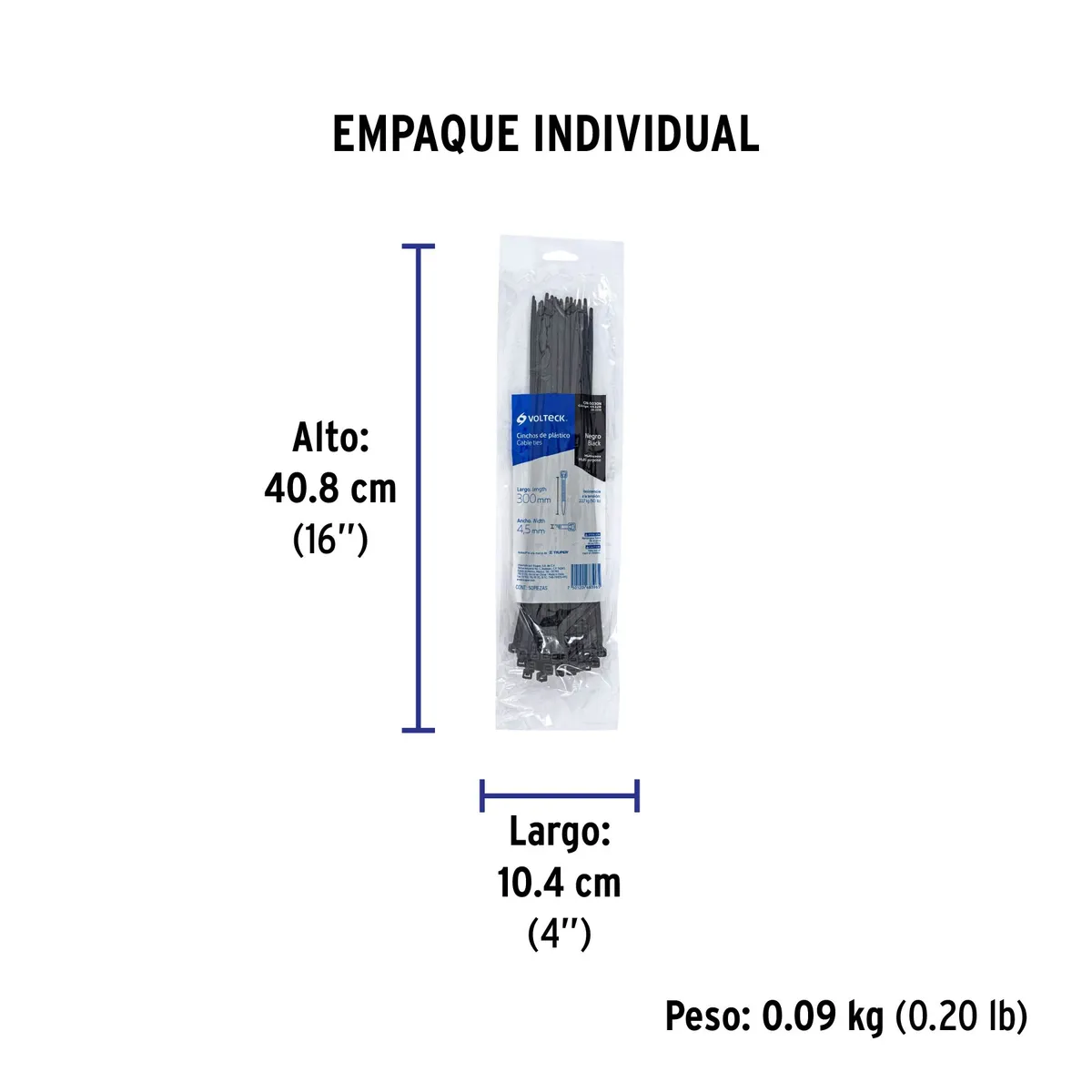 Bolsa con 50 Cinchos de Plástico 50 lb 300 x 4.5 mm Truper - 44328