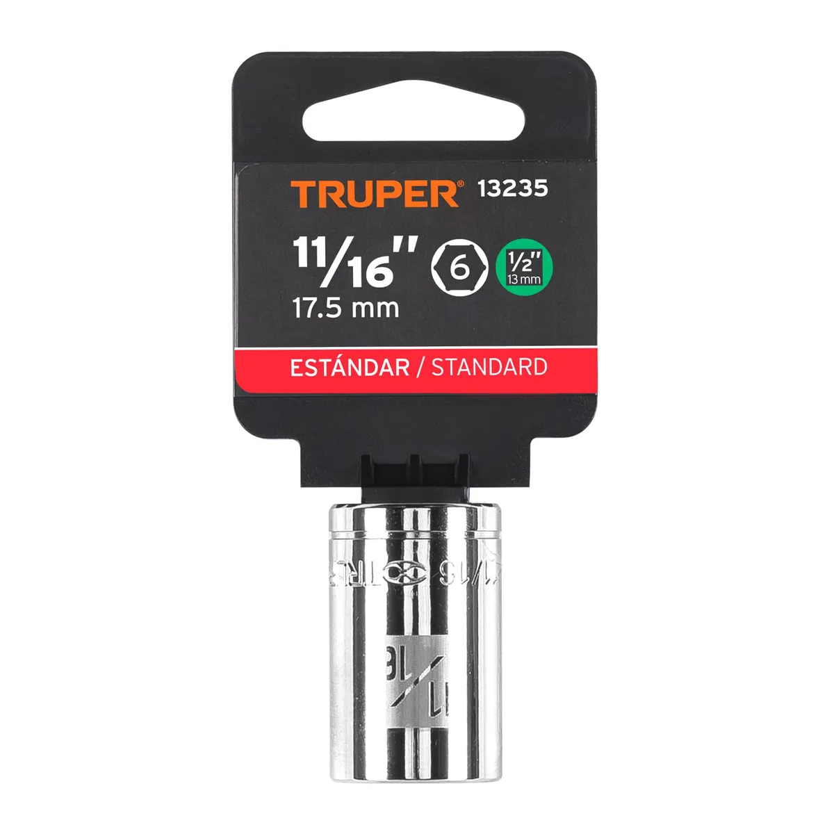 Dado de 11/16" 6 Puntas Cuadro 1/2" Truper - 13235