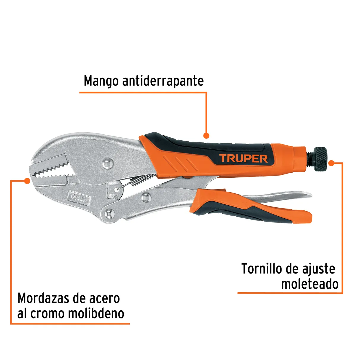 Pinza de Presión Mordaza Recta Mango de Vinil 10" Truper - 17437