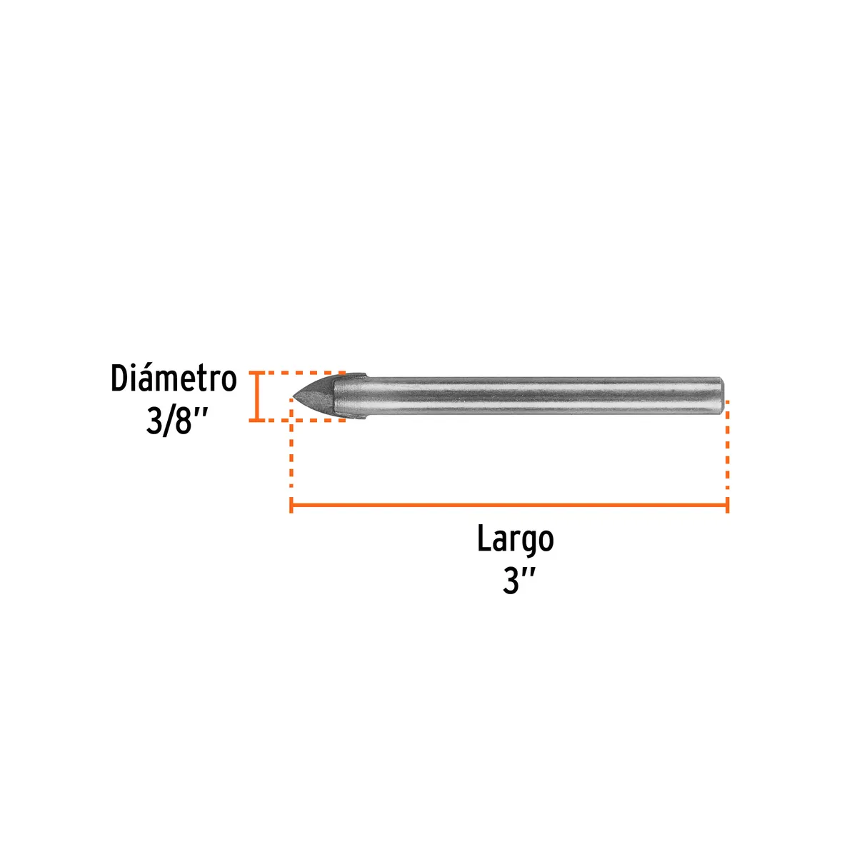 Broca para Vidrio y Azulejo 3/8" Truper - 11704