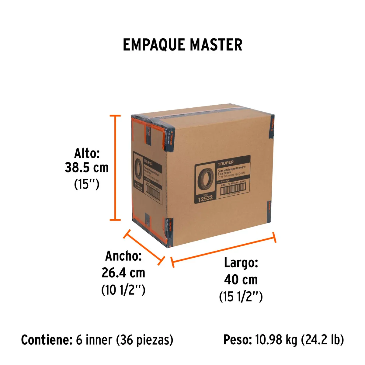 Cinta Antiderrapante Negra 5 m CIA-25N Truper - 12532