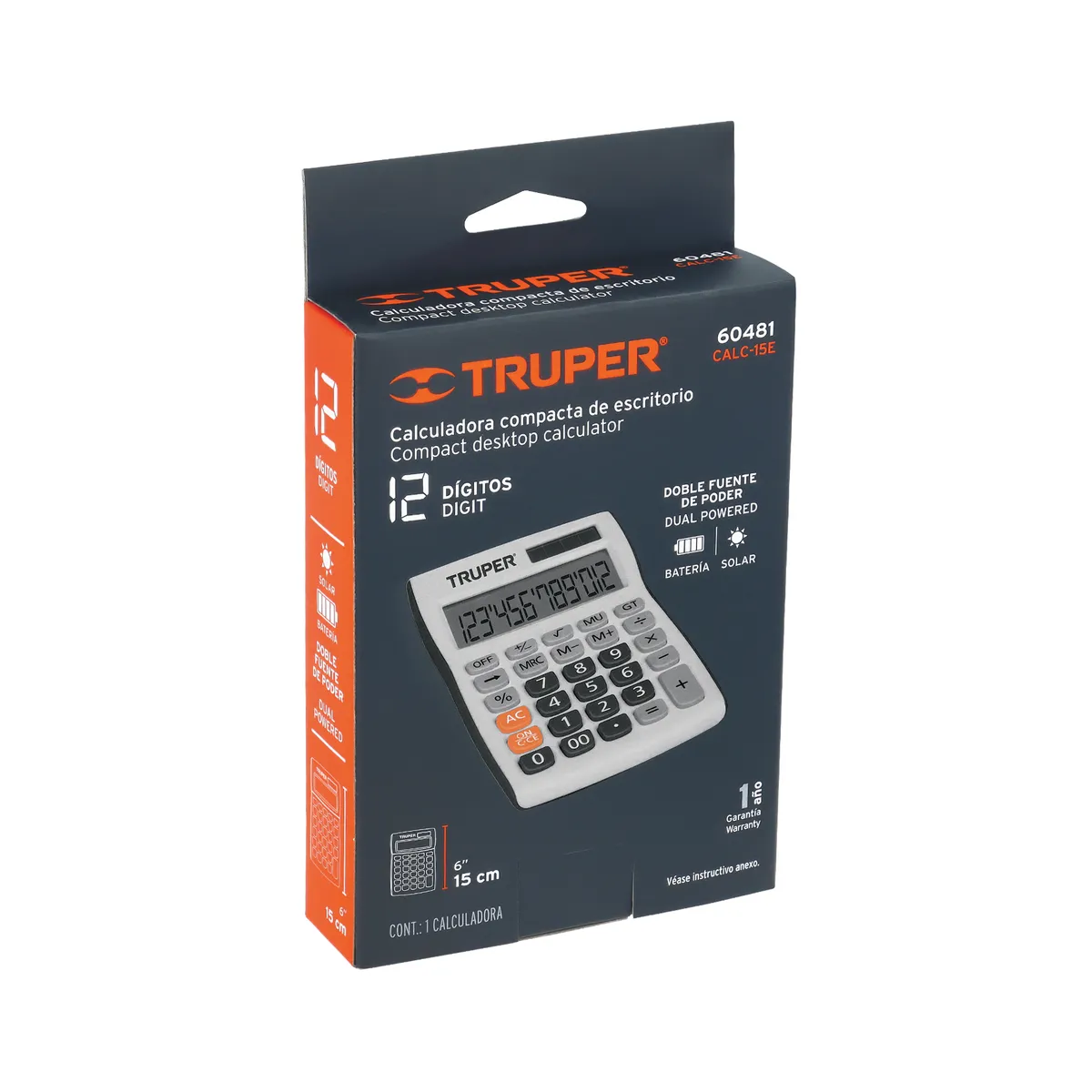 Calculadora de Escritorio 15 cm Truper - 60481