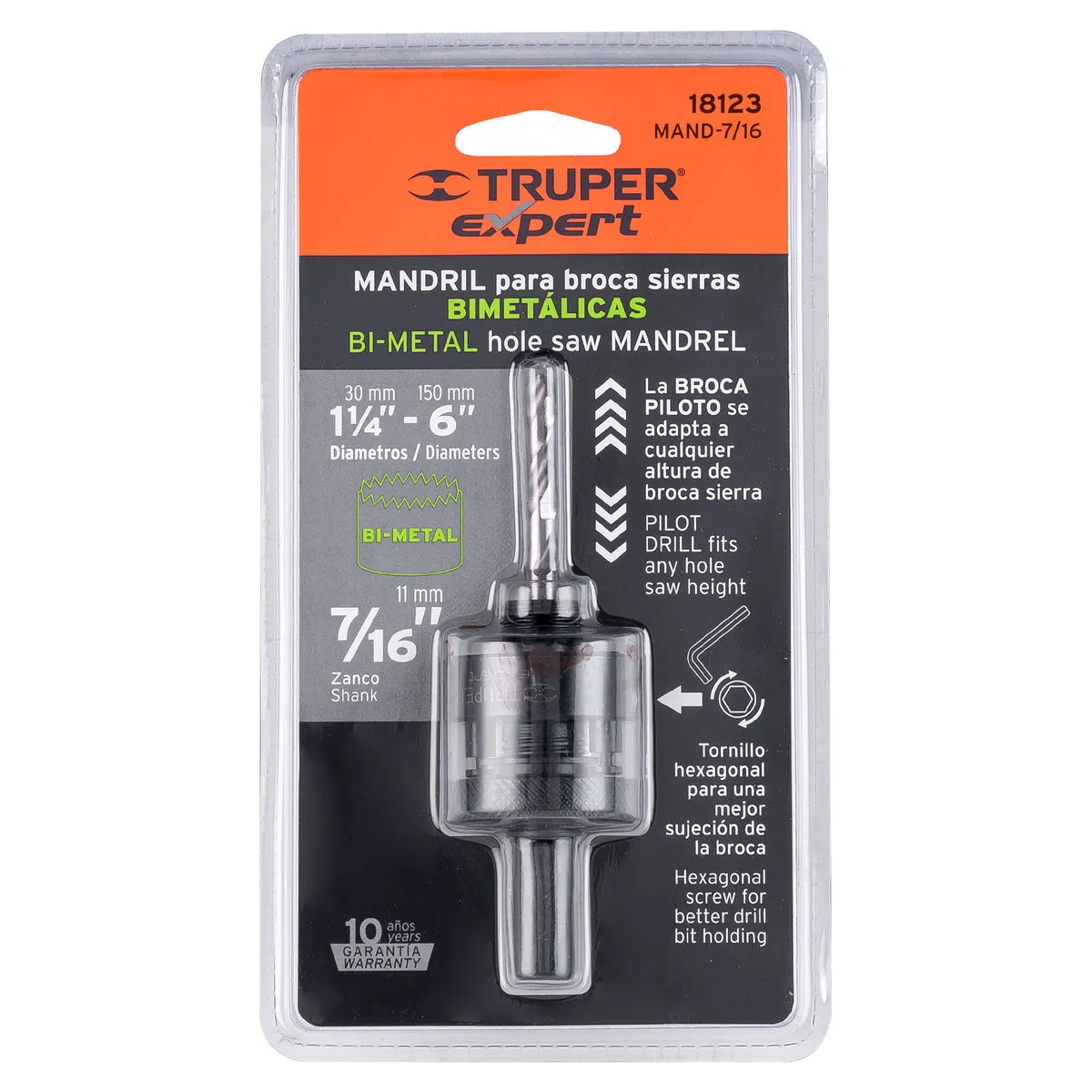 Mandril Zanco 7/16" para Brocasierra Truper - 18123
