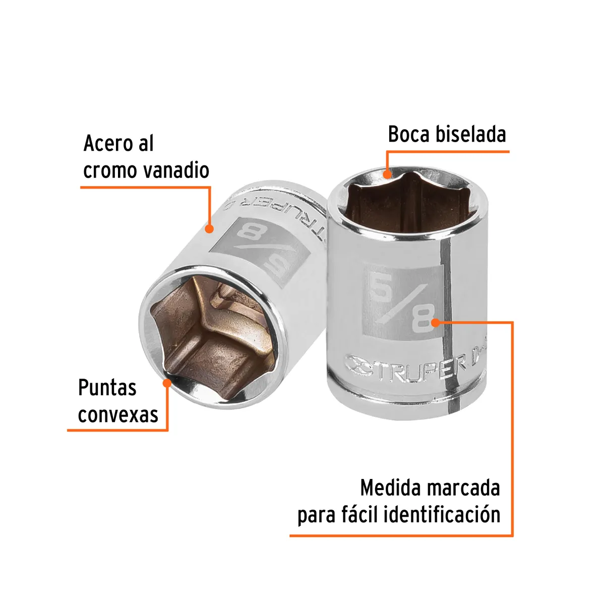 Dado de 5/8" 6 Puntas Cuadro 3/8" Truper - 13611
