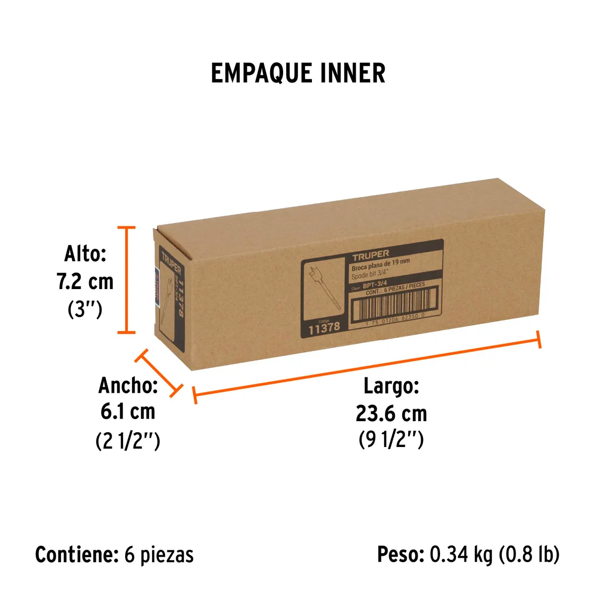 Broca de Manita 3/4" para Madera BPT-3/4 Truper - 11378