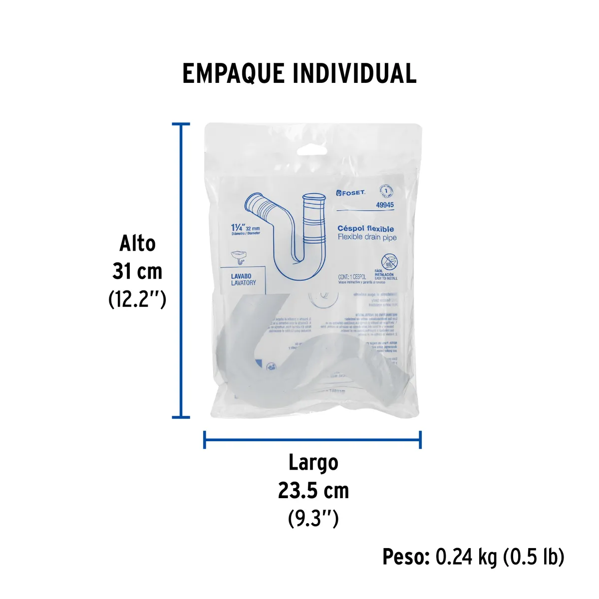 Céspol Flexible 1 1/4" de PVC para Lavabo Foset - 49945