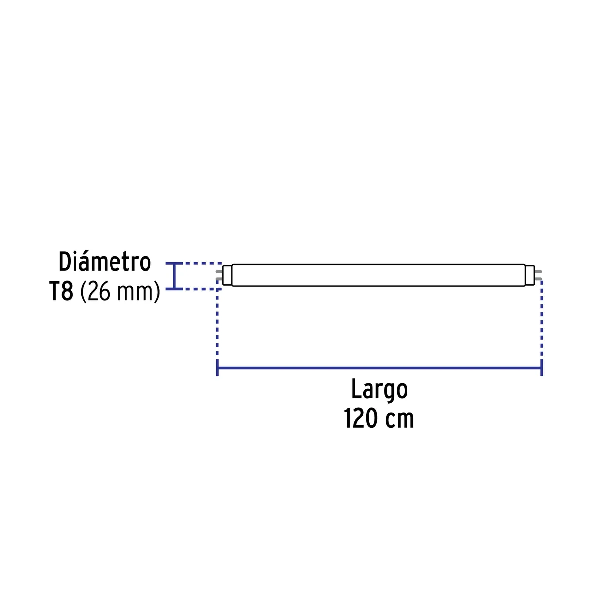 Tubo LED T8 18 W G13 6500 K Luz Blanca Fría Truper - 28001