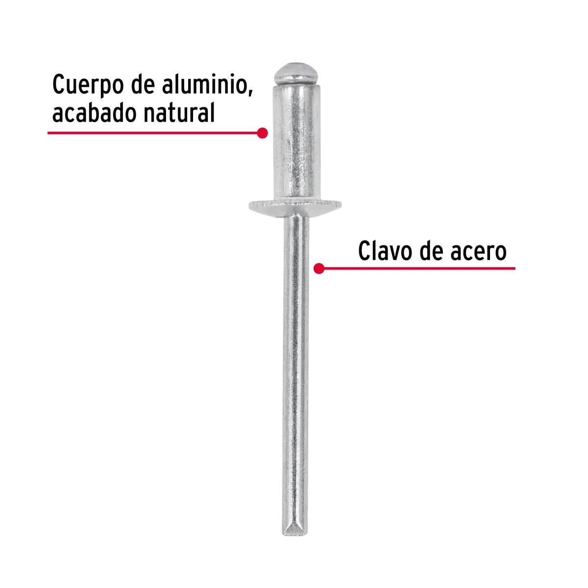 Bolsa con 50 Remaches 5/32" x 1/4" Ala 5/16" Truper - 44525