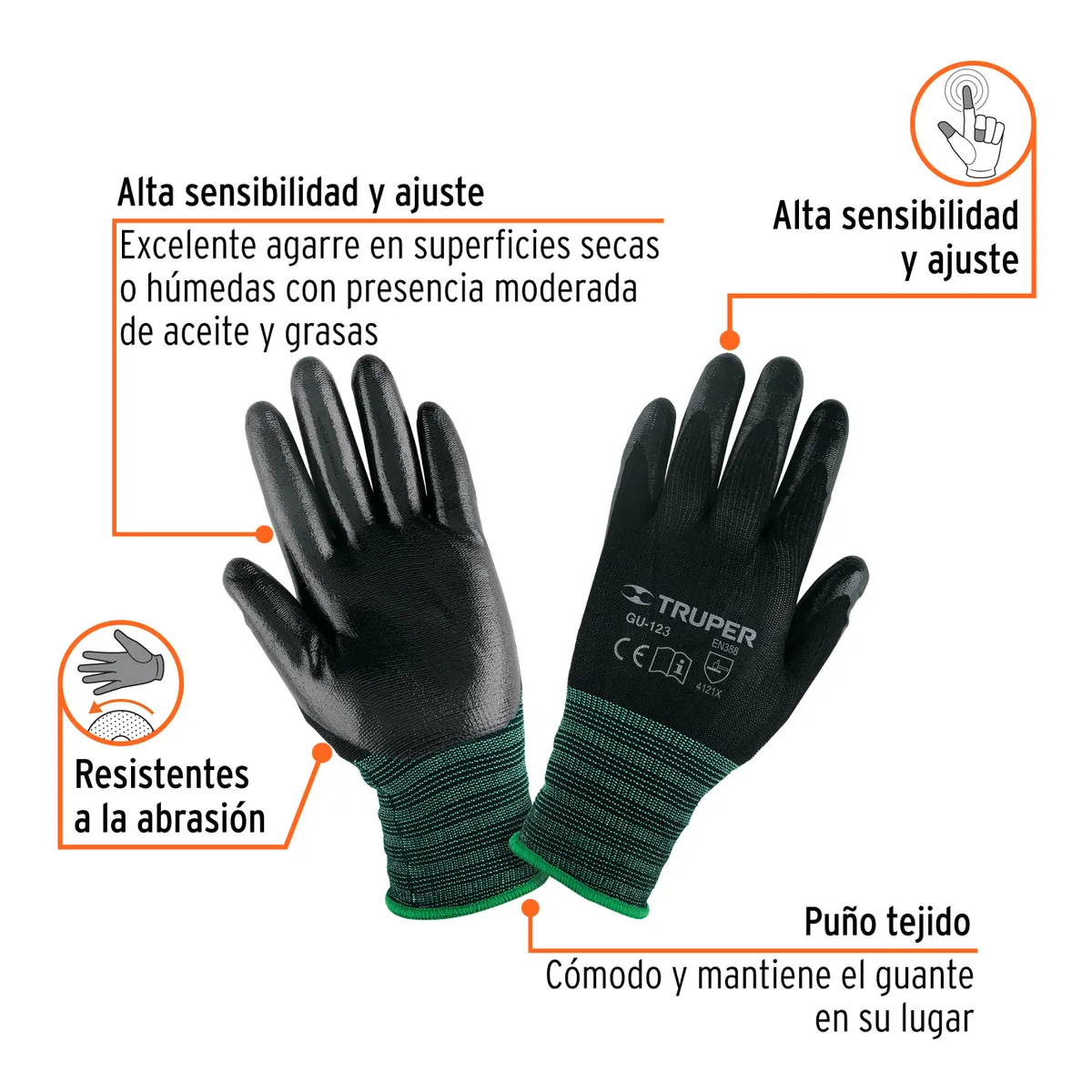 Guante de Nylon/Nitrilo Espumado Talla G Truper - 13295