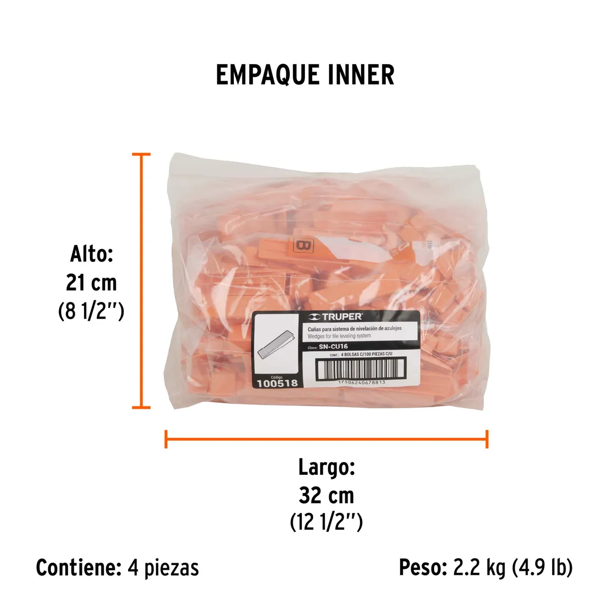 Bolsa con 100 Cuñas para Nivelación de Azulejo Truper - 100518