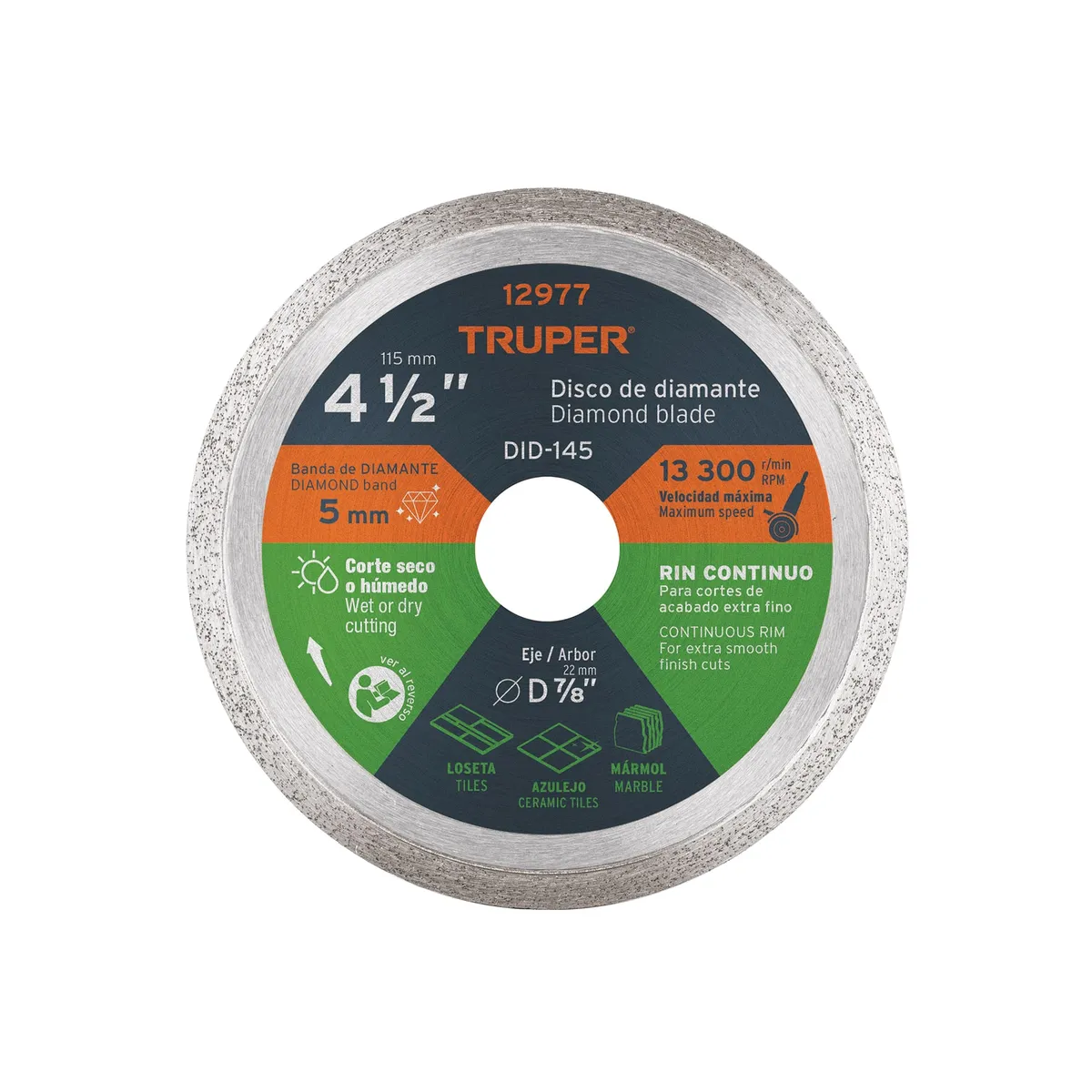 Disco de Diamante Continuo 4 1/2" DID-145 Truper - 12977