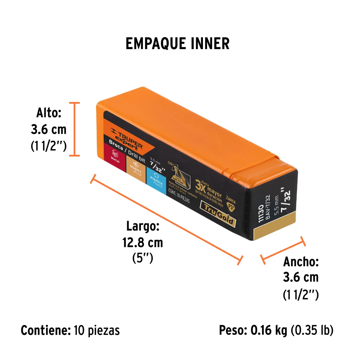 Broca HSS 7/32" Trugold para Metal Truper Expert - 11130