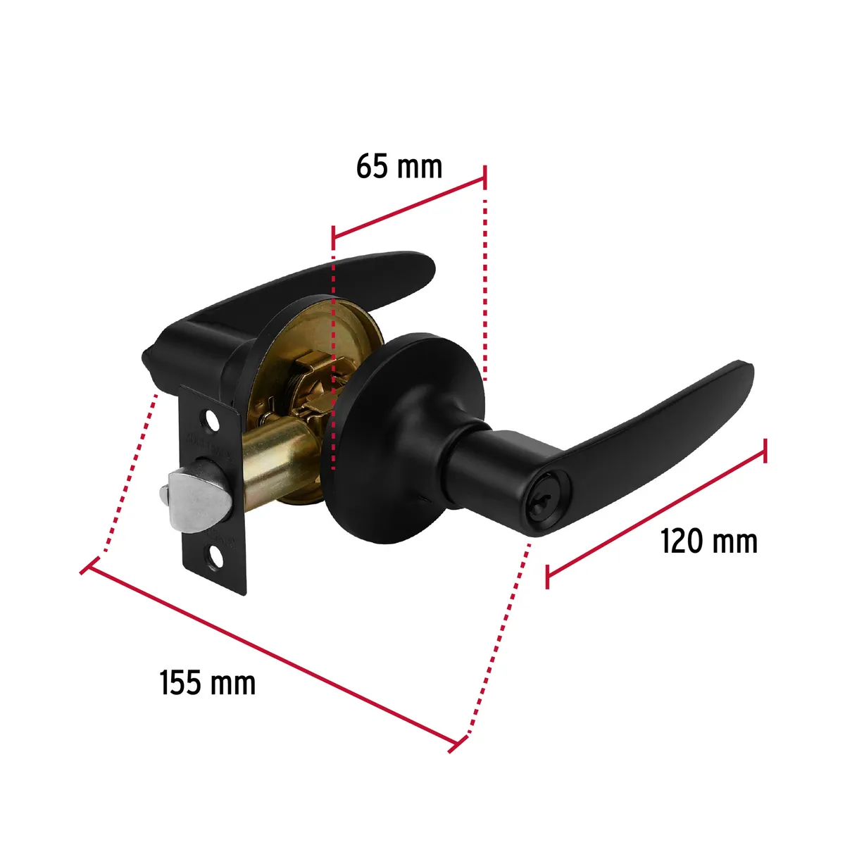 Cerradura de Manija Turín Cilindro Negro Truper - 49852