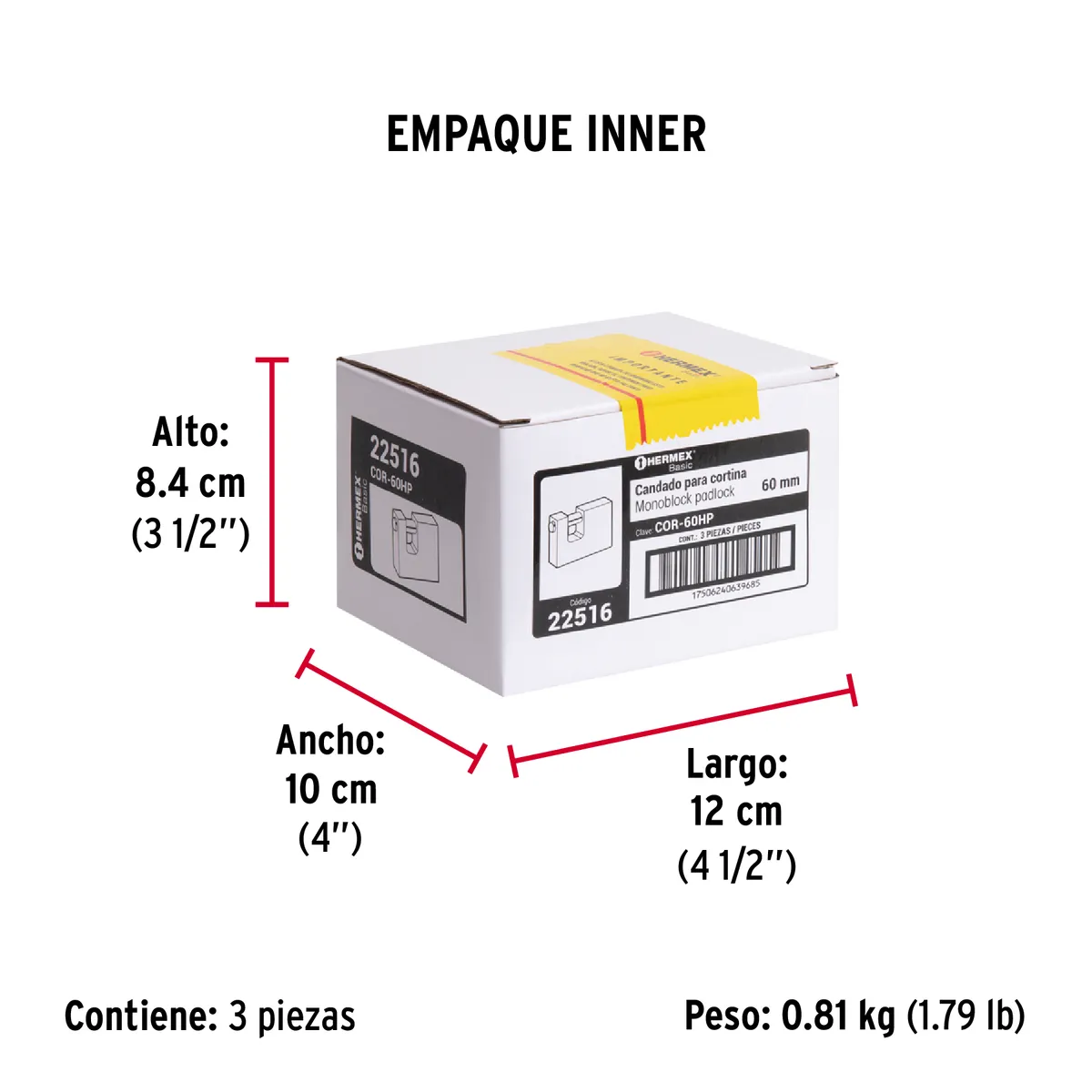 Candado Antipalanca 60 mm Hierro COR-60HP Truper - 22516
