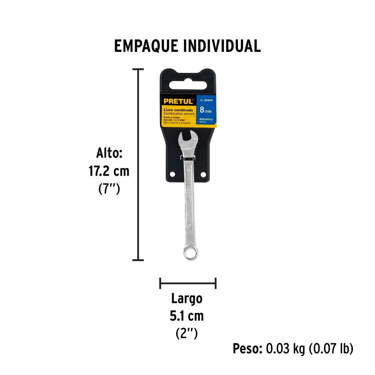 Llave Combinada 8 mm Pretul LL-2008MP - 21902