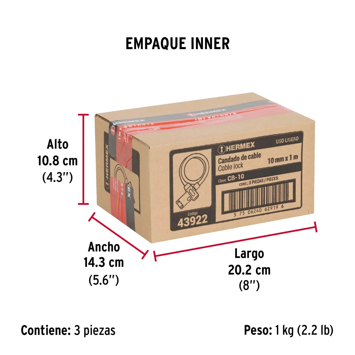 Candado de Cable con Llave 10 mm x 1 m Truper - 43922