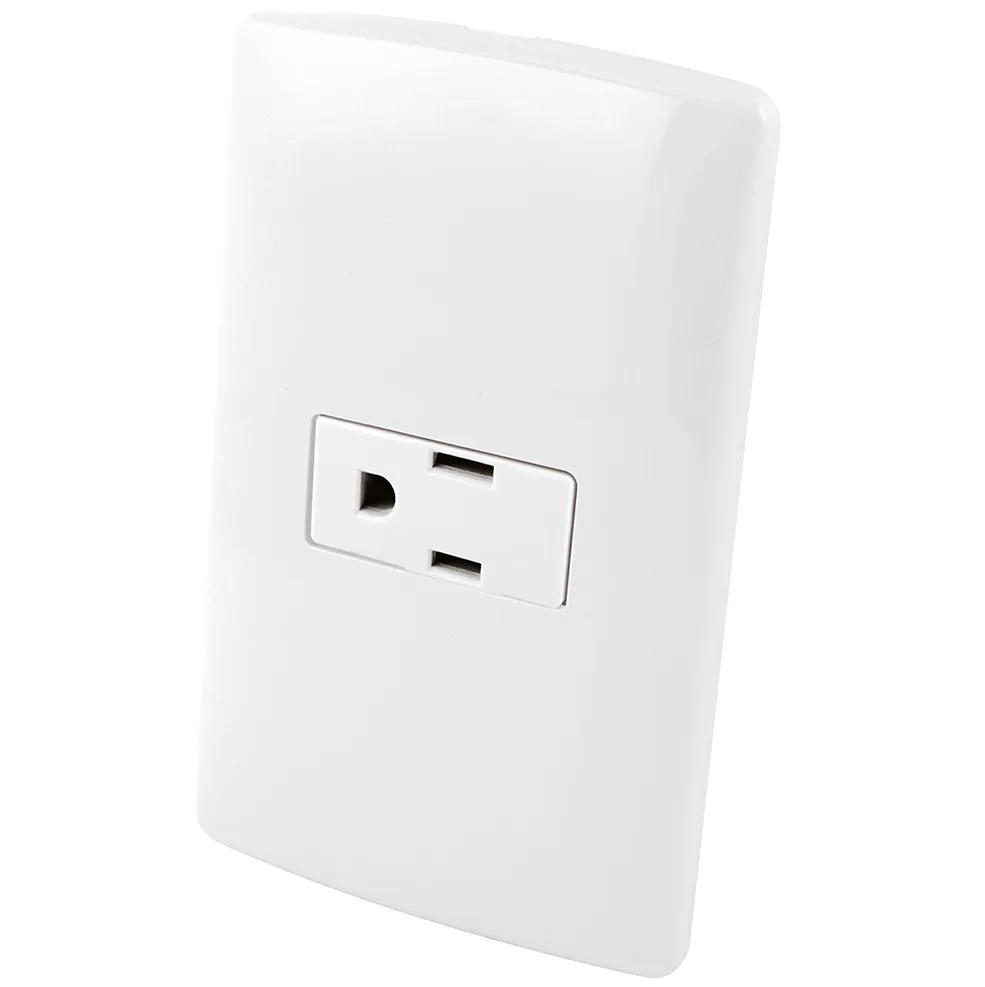 Contacto Aterrizado con Placa de Plástico Blanco AKSI - 118369