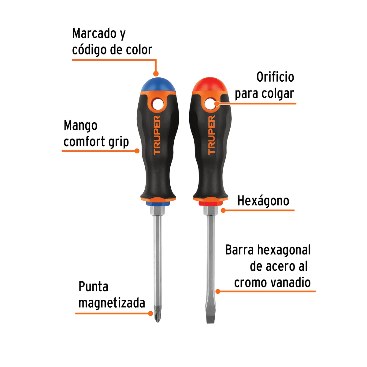 Juego de Desarmadores 1/4" x 4" DUO-1/4X4B Truper - 19622