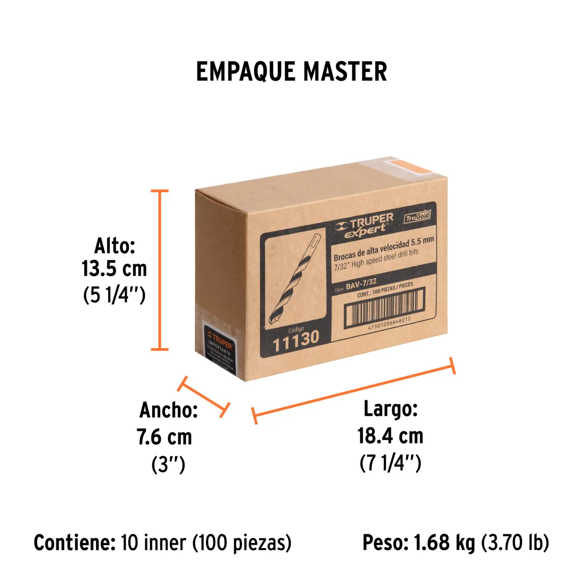 Broca HSS 7/32" Trugold para Metal Truper Expert - 11130