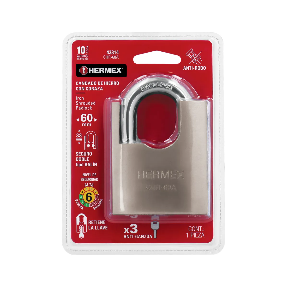 Candado de Hierro 60 mm con Coraza Truper - 43314