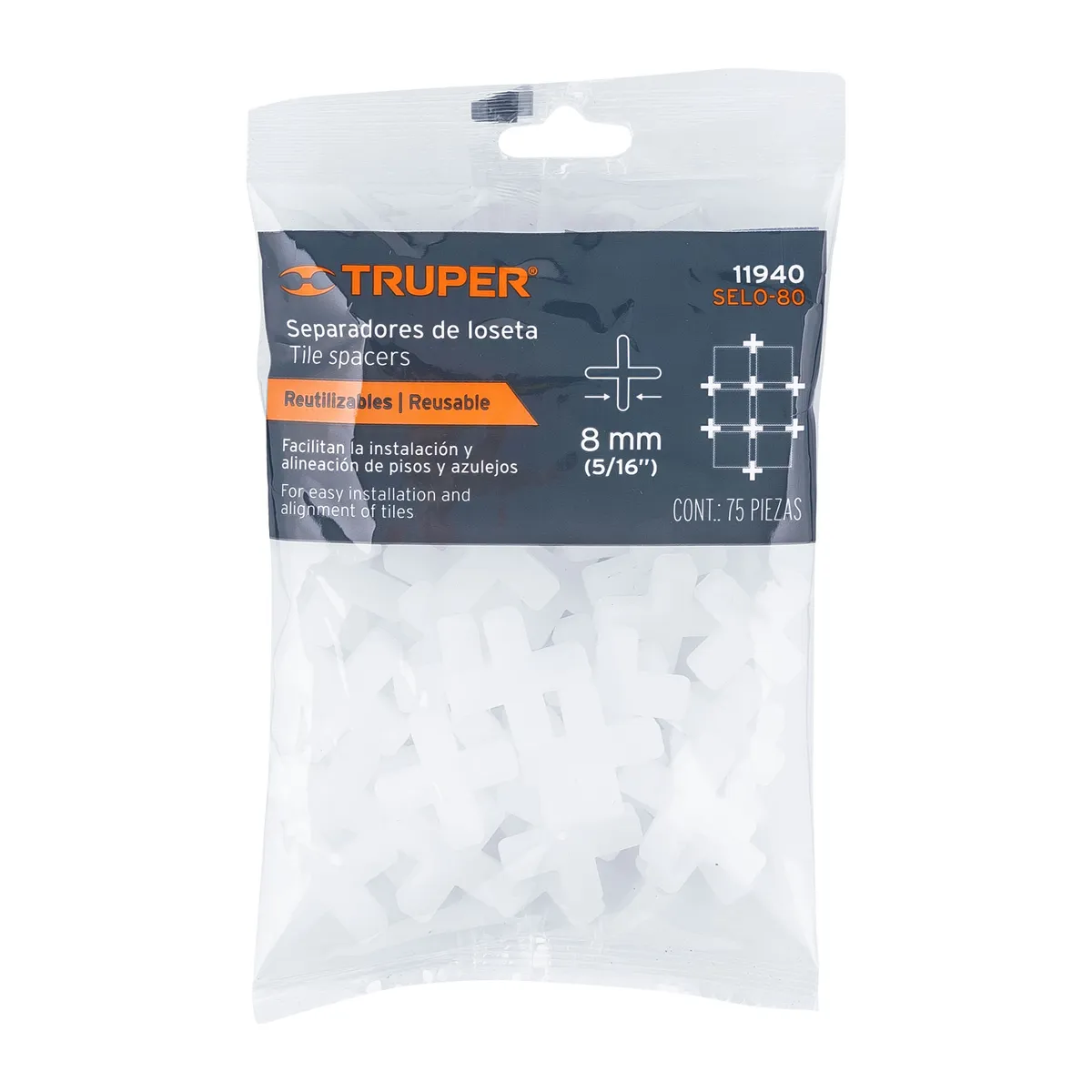 Bolsa con 75 Separadores de 8 mm Truper - 11940
