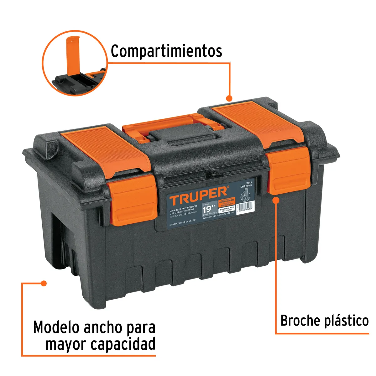 Caja de Herramientas 19" con Compartimientos Truper - 11143